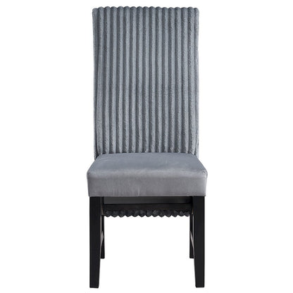 Kini Side Chair (Set-2), Gray Corduroy & Black