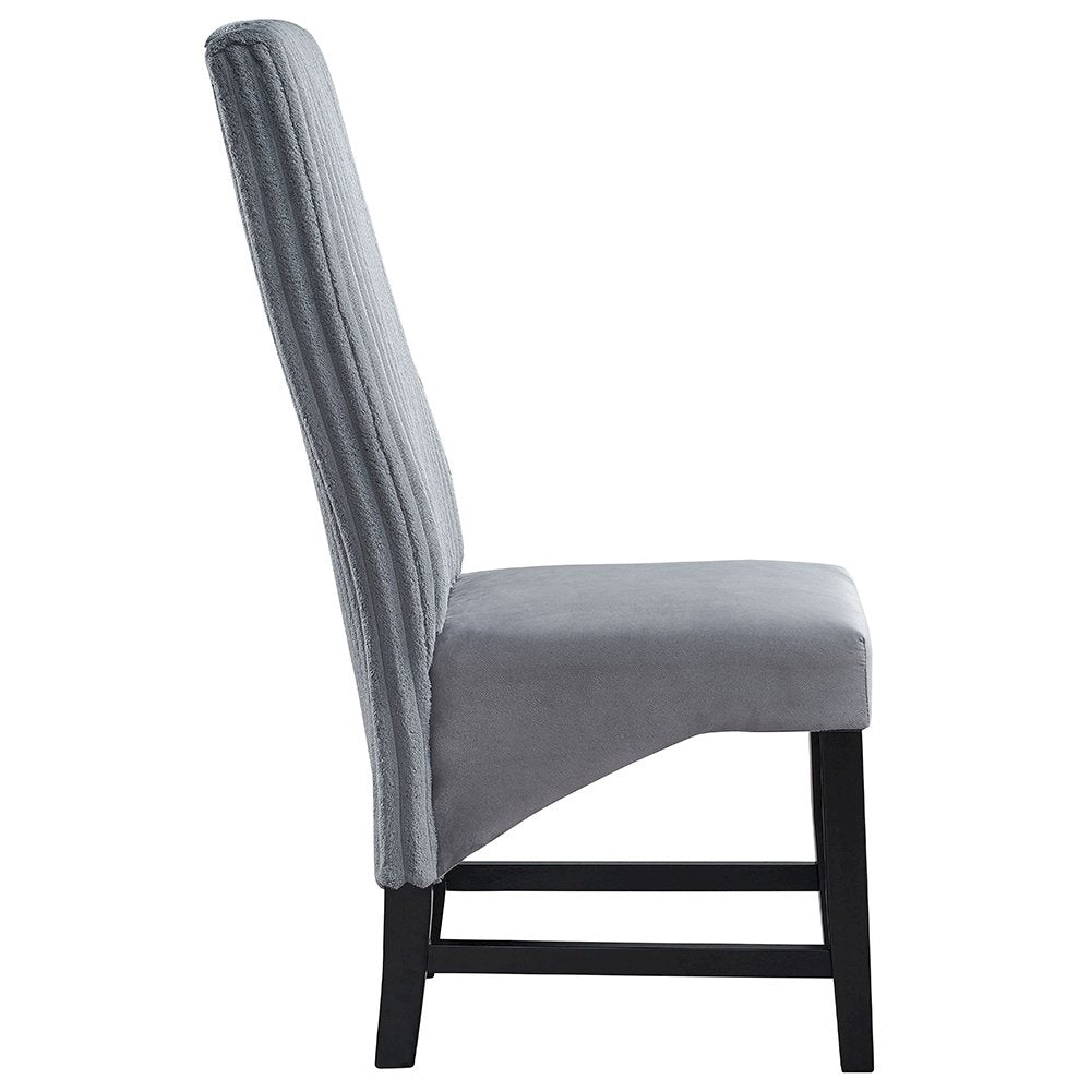 Kini Side Chair (Set-2), Gray Corduroy & Black
