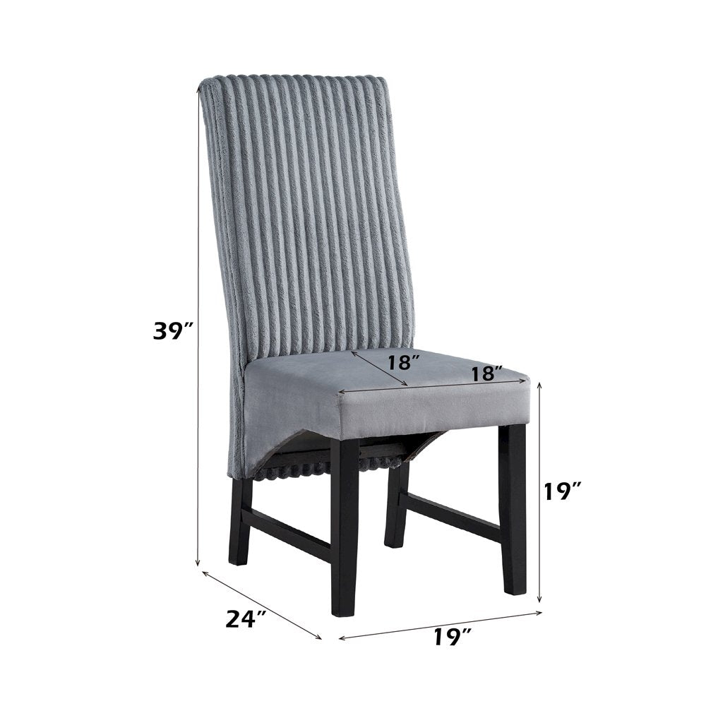 Kini Side Chair (Set-2), Gray Corduroy & Black