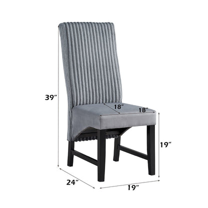 Kini Side Chair (Set-2), Gray Corduroy & Black