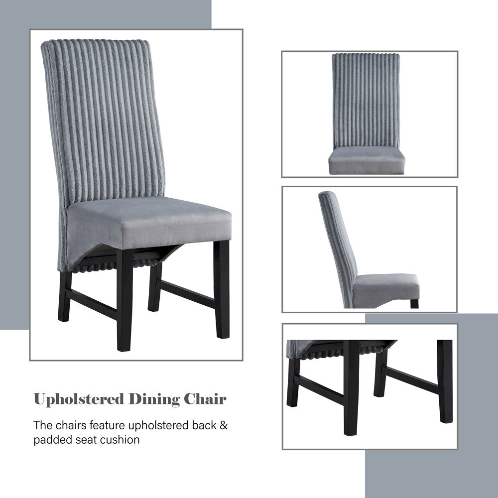 Kini Side Chair (Set-2), Gray Corduroy & Black