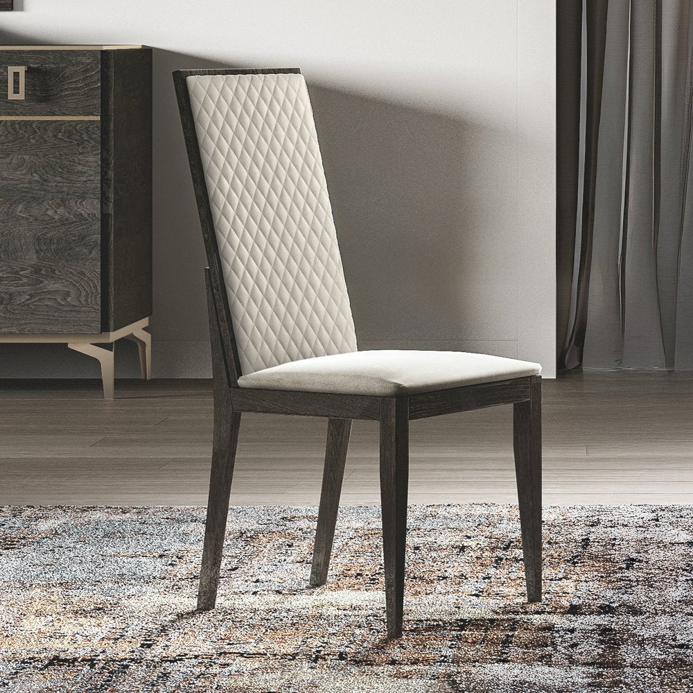 Venezia Side Chair (Set-2), Gray Leatherette & Gray Oak high Gloss