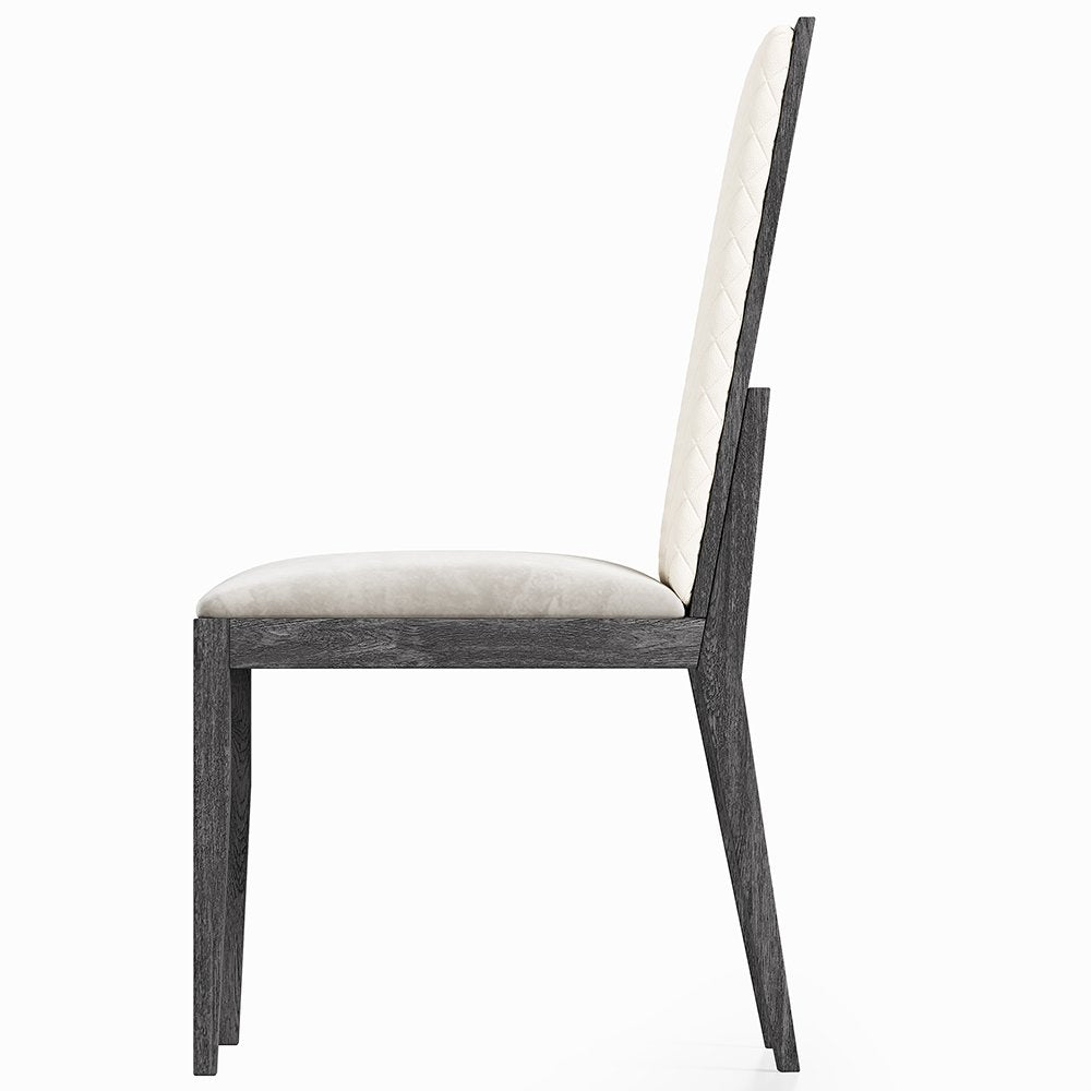 Venezia Side Chair (Set-2), Gray Leatherette & Gray Oak high Gloss