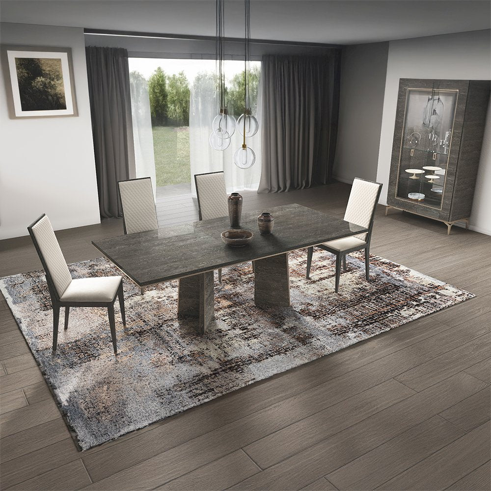 Venezia Side Chair (Set-2), Gray Leatherette & Gray Oak high Gloss