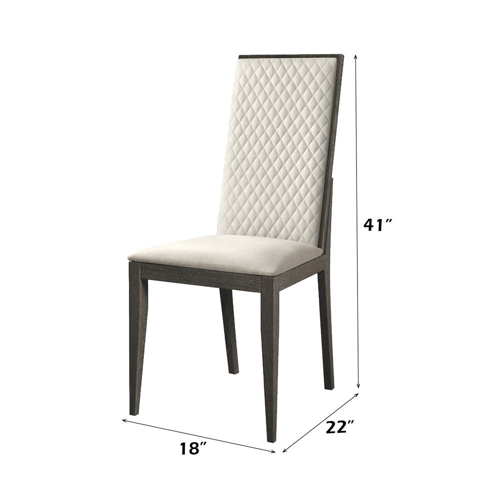 Venezia Side Chair (Set-2), Gray Leatherette & Gray Oak high Gloss