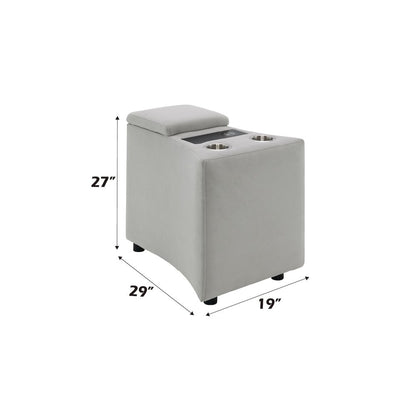 Emee Console w/USB Port, Cup Holder & Wireless Charge, Gray Corduroy