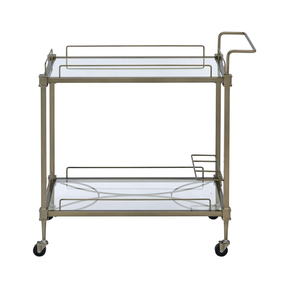 Aditya Serving Cart, Mirror & Antique Brass