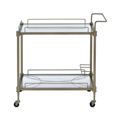 Aditya Serving Cart, Mirror & Antique Brass