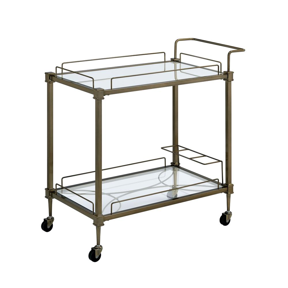 Aditya Serving Cart, Mirror & Antique Brass