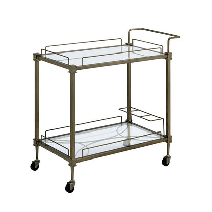 Aditya Serving Cart, Mirror & Antique Brass