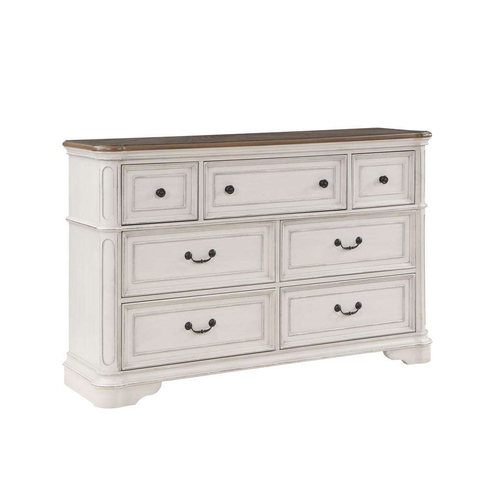 Florian Dresser, Gray Fabric & Antique White