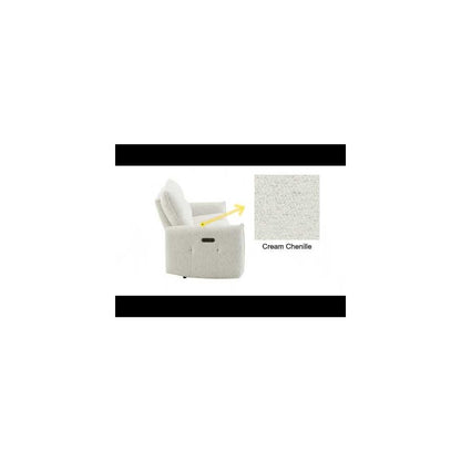 Lalisa Power Motion Recliner w/USB Port, Cream Chenille