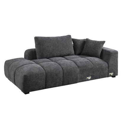 Chosen Sectional Sofa w/6 Pillows, Gray Chenille