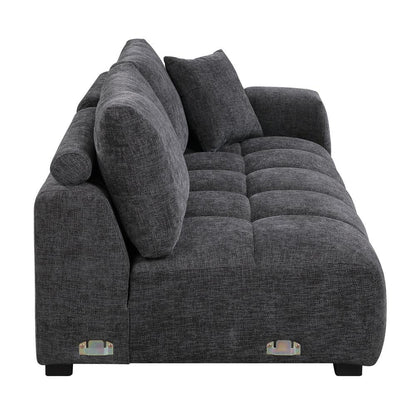 Chosen Sectional Sofa w/6 Pillows, Gray Chenille