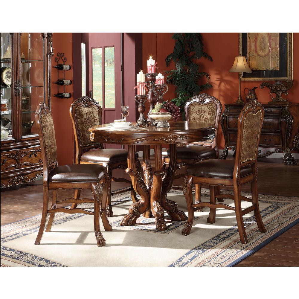 Dresden Counter Height Chair (Set-2), Leatherette & Cherry Oak