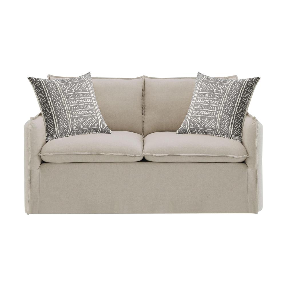 Upendo Loveseat w/2 Pillows, Beige Linen