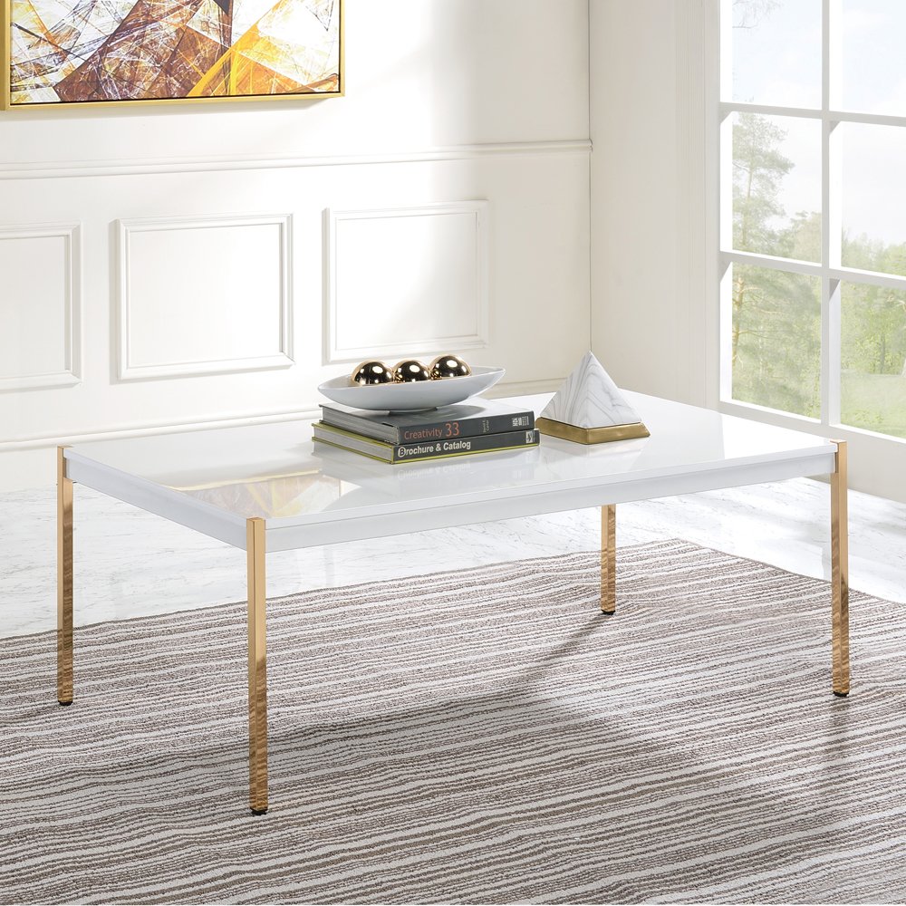 Otrac Coffee Table, White & Gold