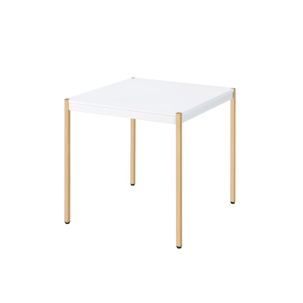 Otrac End Table, White & Gold