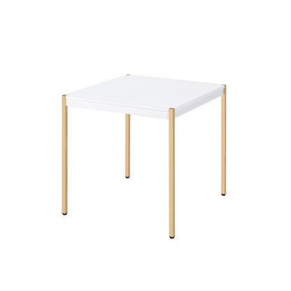 Otrac End Table, White & Gold