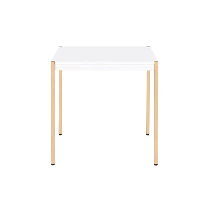 Otrac End Table, White & Gold