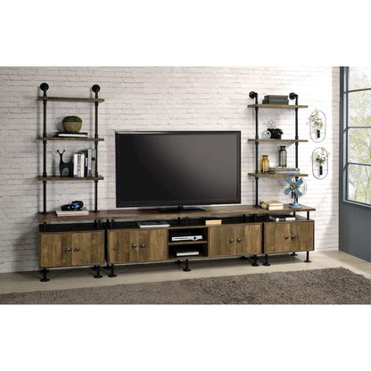 Ensata II TV Stand Side Pier, Rustic Oak & Black