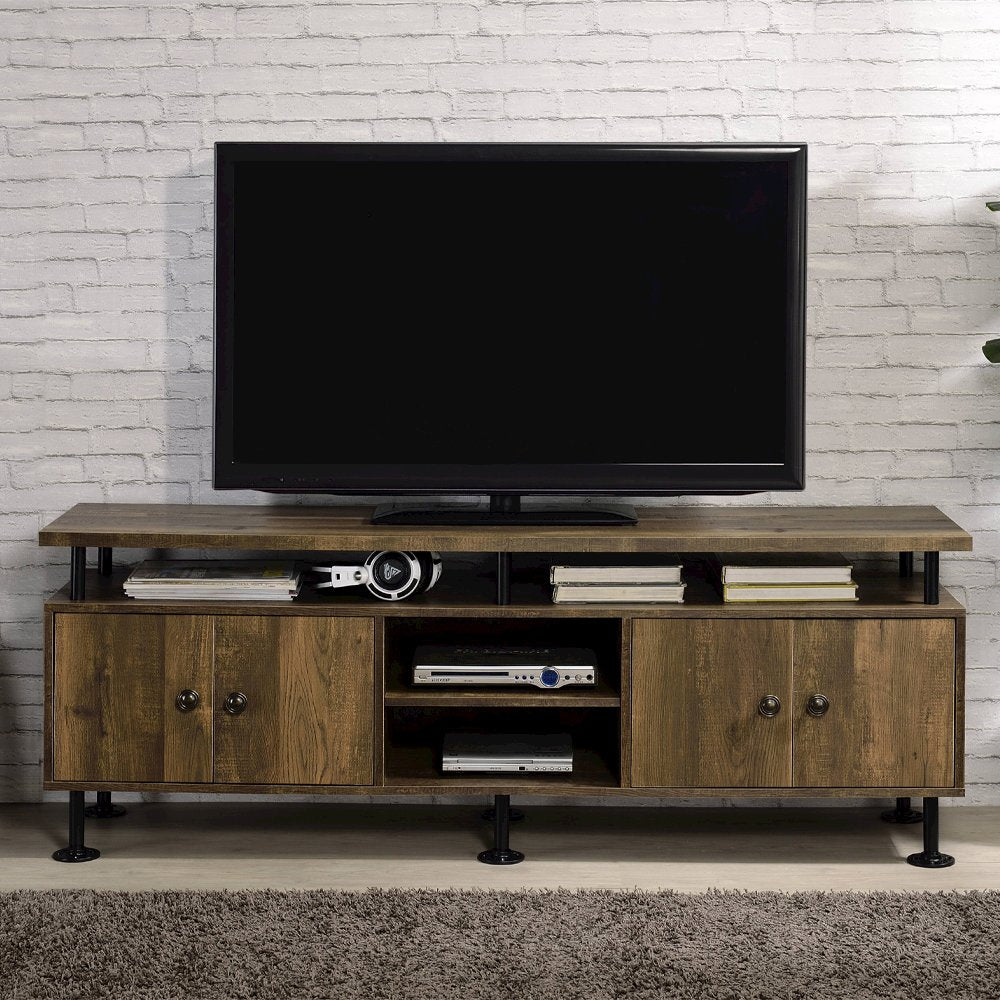 Ensata II TV Stand, Rustic Oak & Black