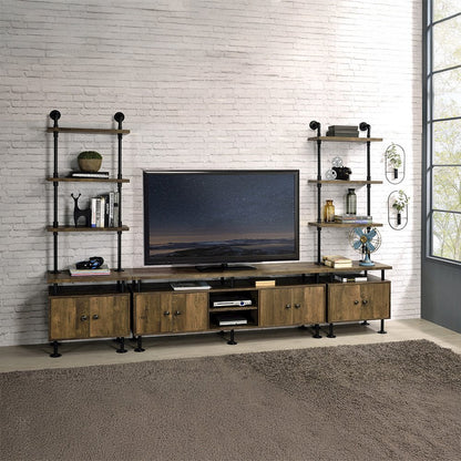 Ensata II TV Stand, Rustic Oak & Black