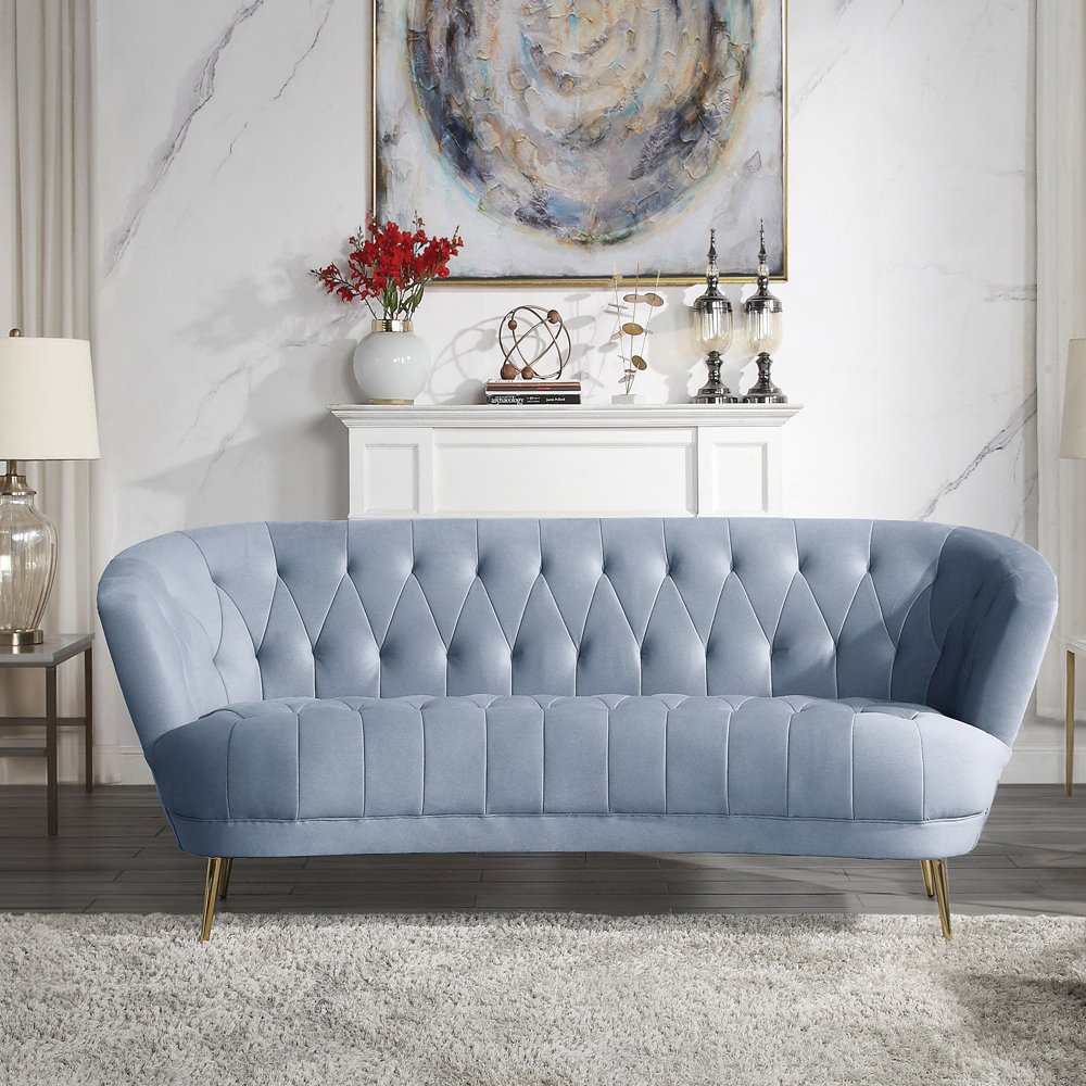 Bayram Sofa, Light Gray Velvet