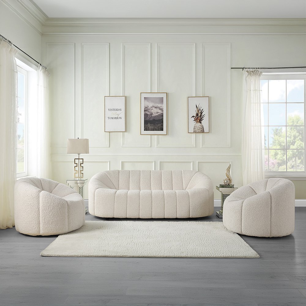 Osmash Sofa, White Teddy Sherpa