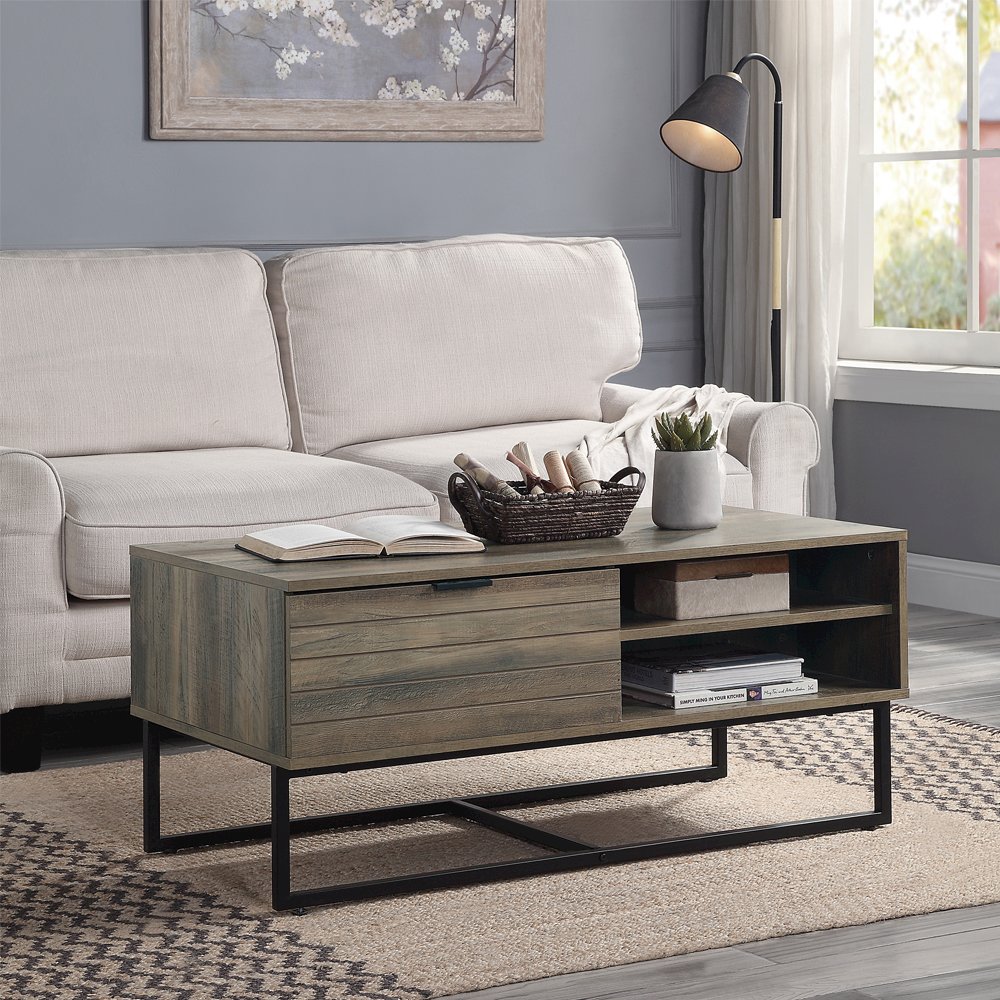Homare Coffee Table, Rustic Oak & Black