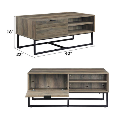 Homare Coffee Table, Rustic Oak & Black