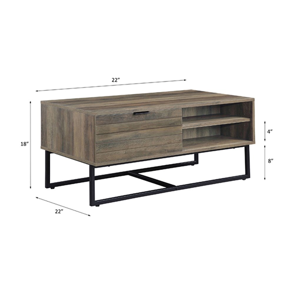 Homare Coffee Table, Rustic Oak & Black