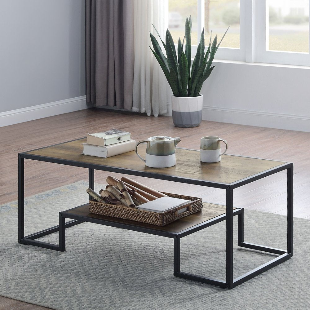 Idella Coffee Table, Rustic Oak & Black