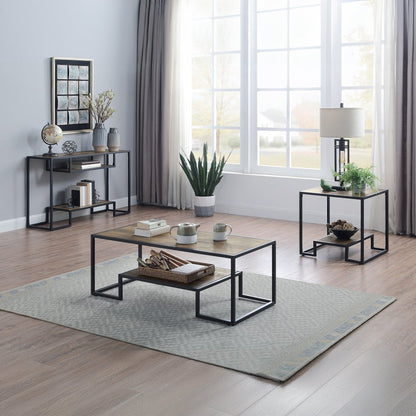 Idella Coffee Table, Rustic Oak & Black