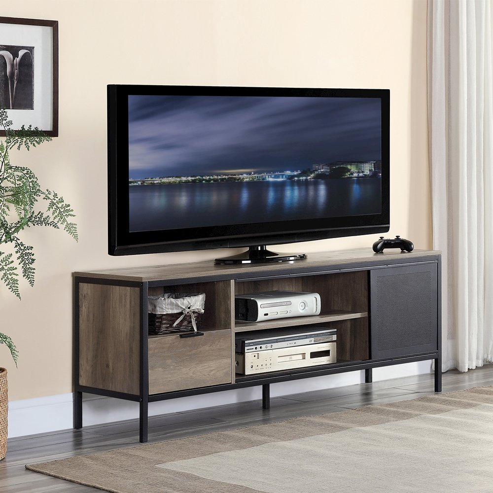 Nantan TV Stand, Rustic Oak & Black