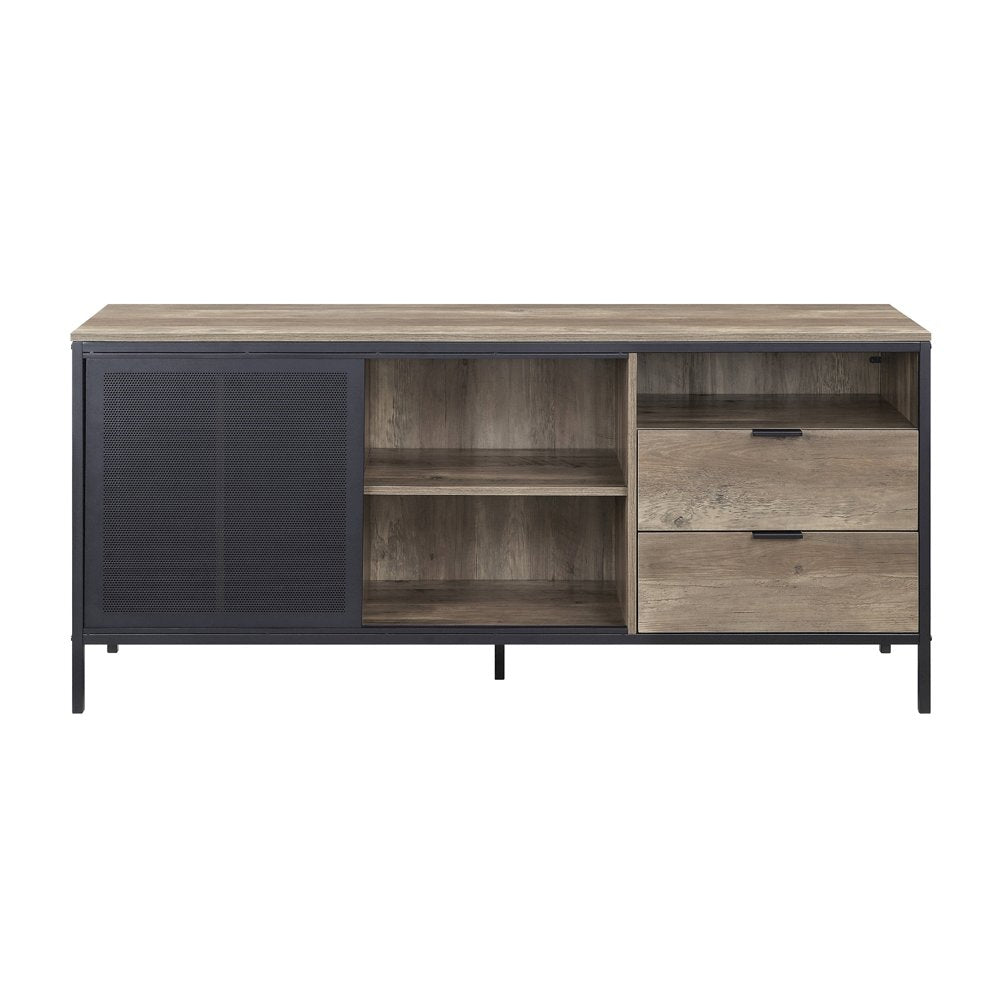 Nantan TV Stand, Rustic Oak & Black