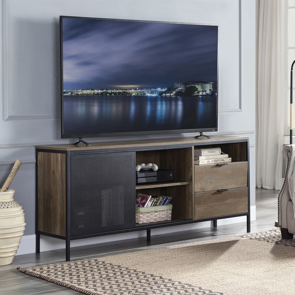 Nantan TV Stand, Rustic Oak & Black