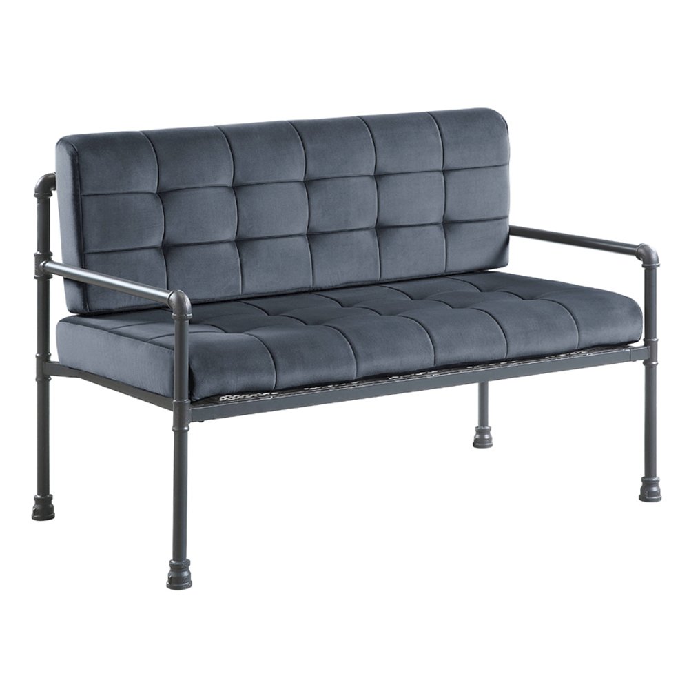 Brantley Loveseat, Gray Velvet & Sandy Gray