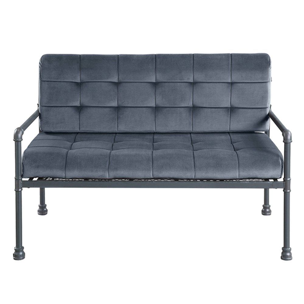 Brantley Loveseat, Gray Velvet & Sandy Gray