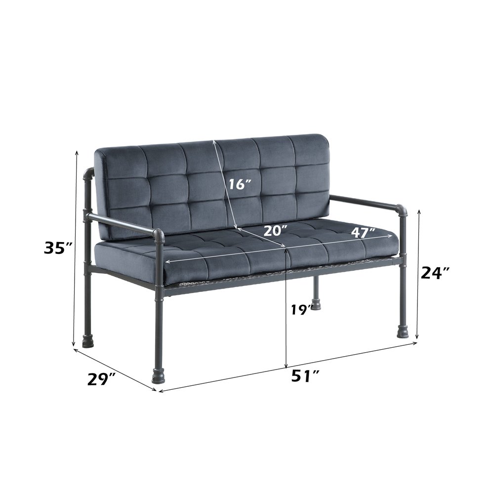 Brantley Loveseat, Gray Velvet & Sandy Gray