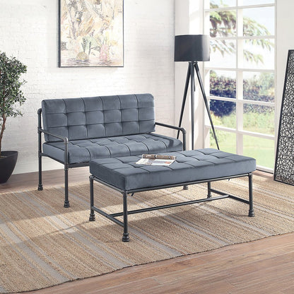 Brantley Loveseat, Gray Velvet & Sandy Gray