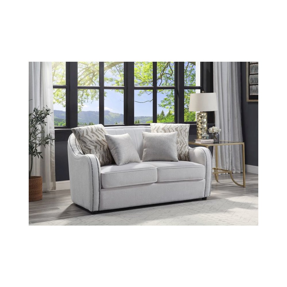 Mahler Loveseat w/4 Pillows, Beige Linen