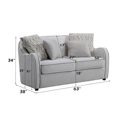 Mahler Loveseat w/4 Pillows, Beige Linen