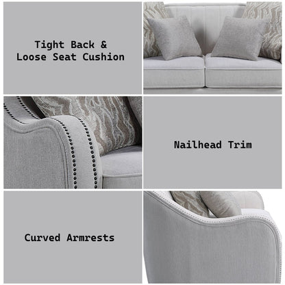 Mahler Loveseat w/4 Pillows, Beige Linen