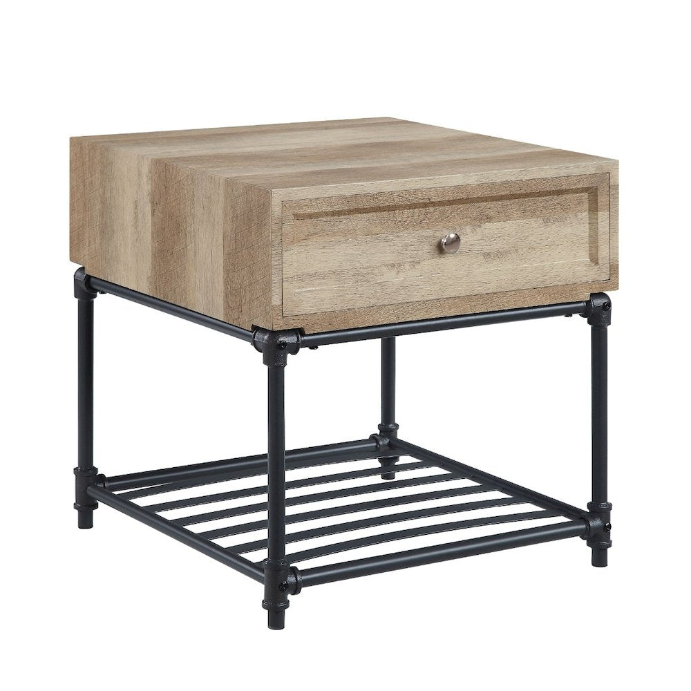 Brantley End Table, Oak & Sandy Black