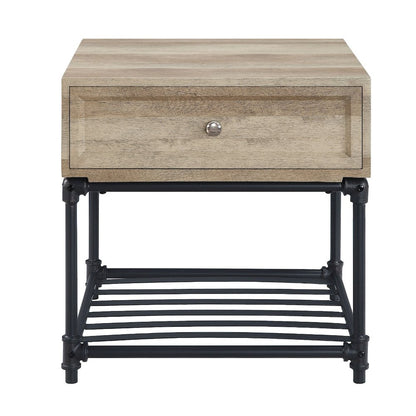Brantley End Table, Oak & Sandy Black