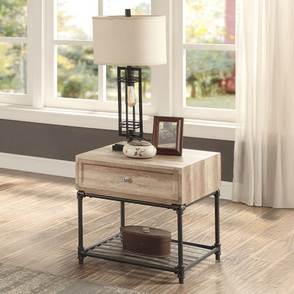 Brantley End Table, Oak & Sandy Black