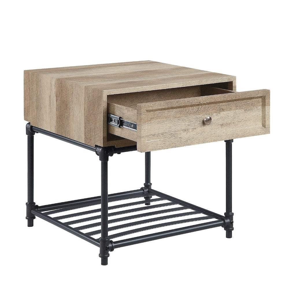 Brantley End Table, Oak & Sandy Black