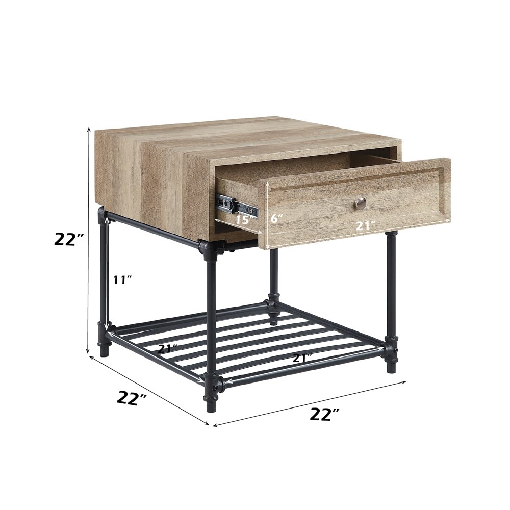 Brantley End Table, Oak & Sandy Black