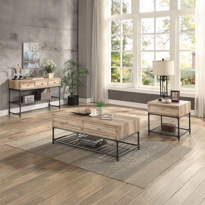 Brantley End Table, Oak & Sandy Black